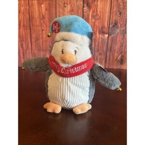 Cuddle Barn Christmas Penguin Stuffed Plush Jingle‎ Bells Animated Stain Feet